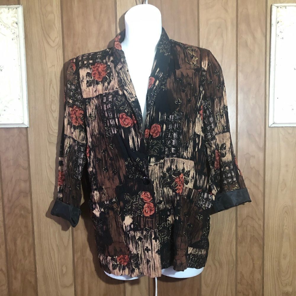 Dressbarn vintage womens blazer. Size Large. Brown. RN 88744